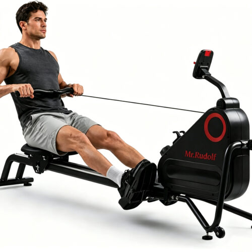 Mr.Rudolf Magnetic Rowing Machine, Foldable Indoor Rower with LCD Monitor, Adjustable Resistance for Full Body Home Gym Fitness Workout